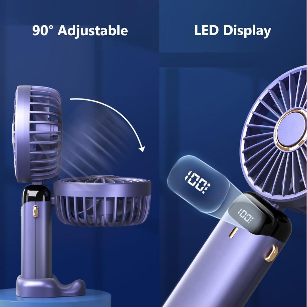 5 in 1 portable mini fan - 5 speeds - LED Display - rechargeable - folding hand fan office travel campaign outdoor